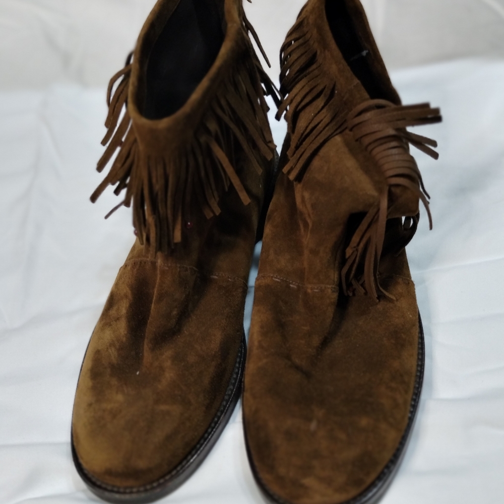 Henry cuir suede fringed booties size 37/7 C